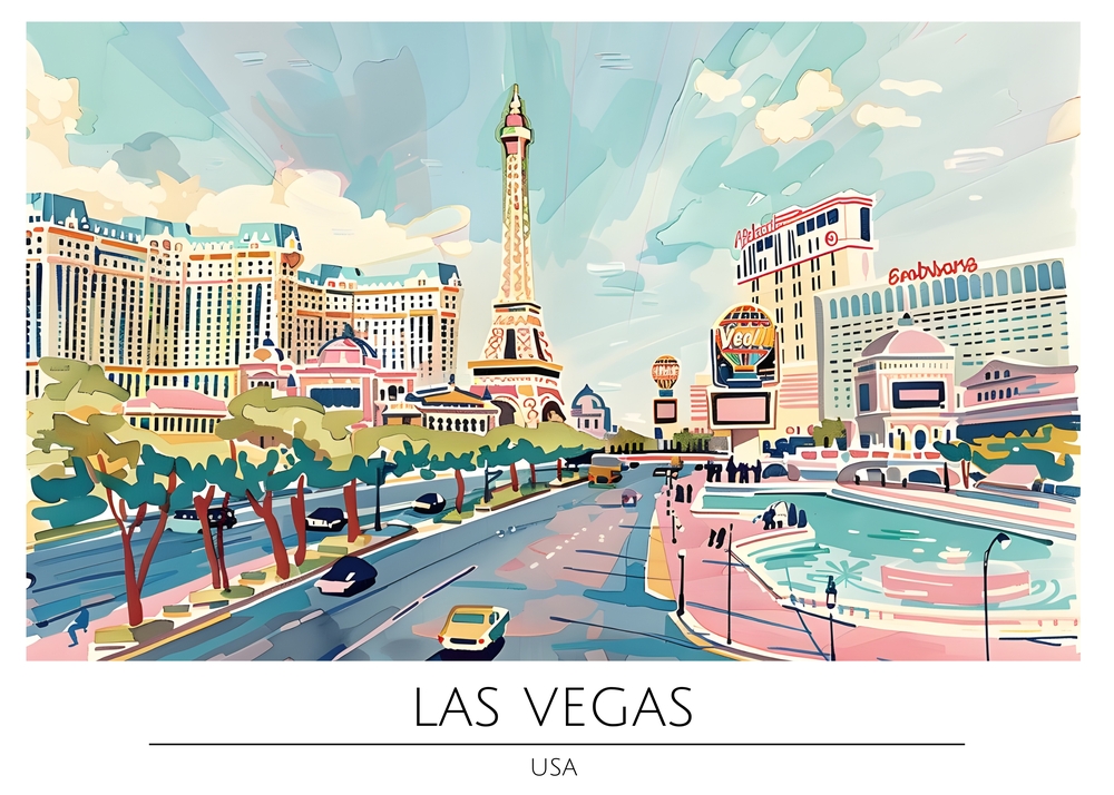 Vibrant Las Vegas Skyline premium reproduction