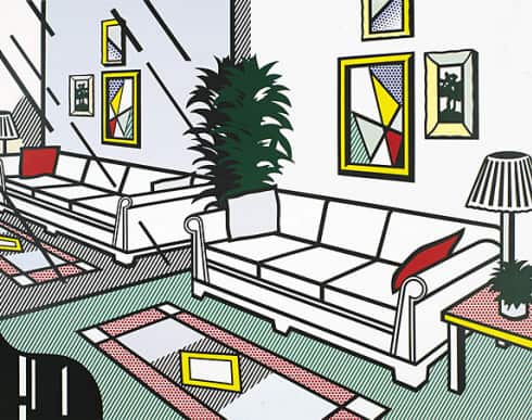 Lichtenstein Interior With Mirrored Wall premium reproduction