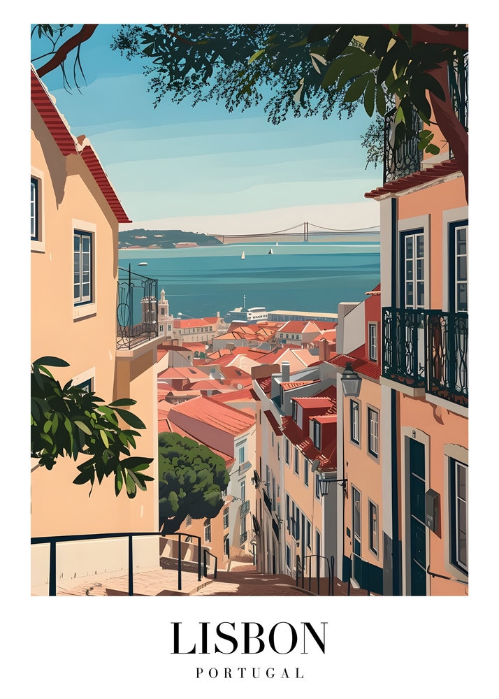 Scenic Cityscape of Lisbon, Portugal premium reproduction