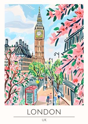 Springtime in London: A Vibrant Illustration wall art