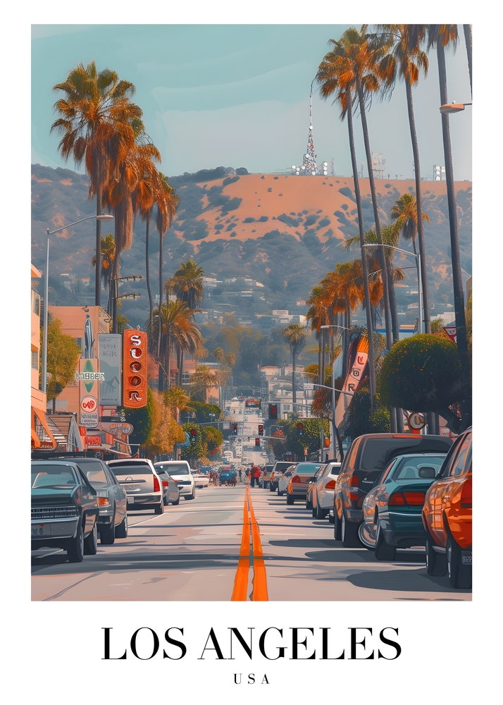 Vibrant Streets of Los Angeles premium reproduction
