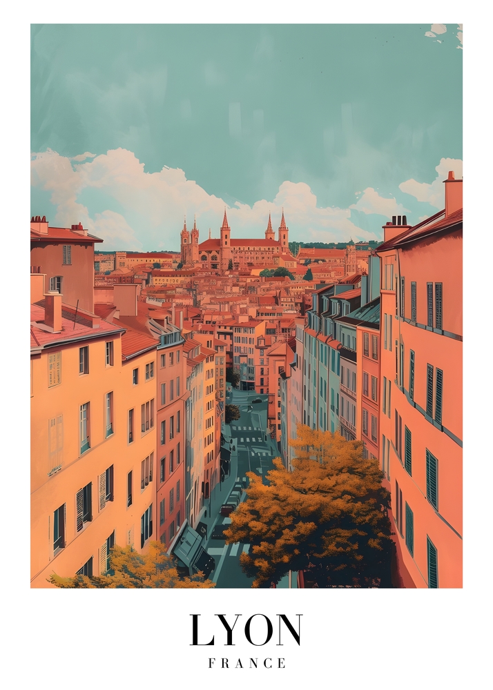 Captivating Views of Lyon's Historic Skyline premium reproduction