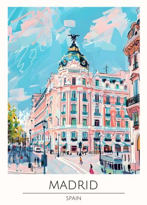 Vibrant Metropolis: A Colorful Tribute to Madrid wall art