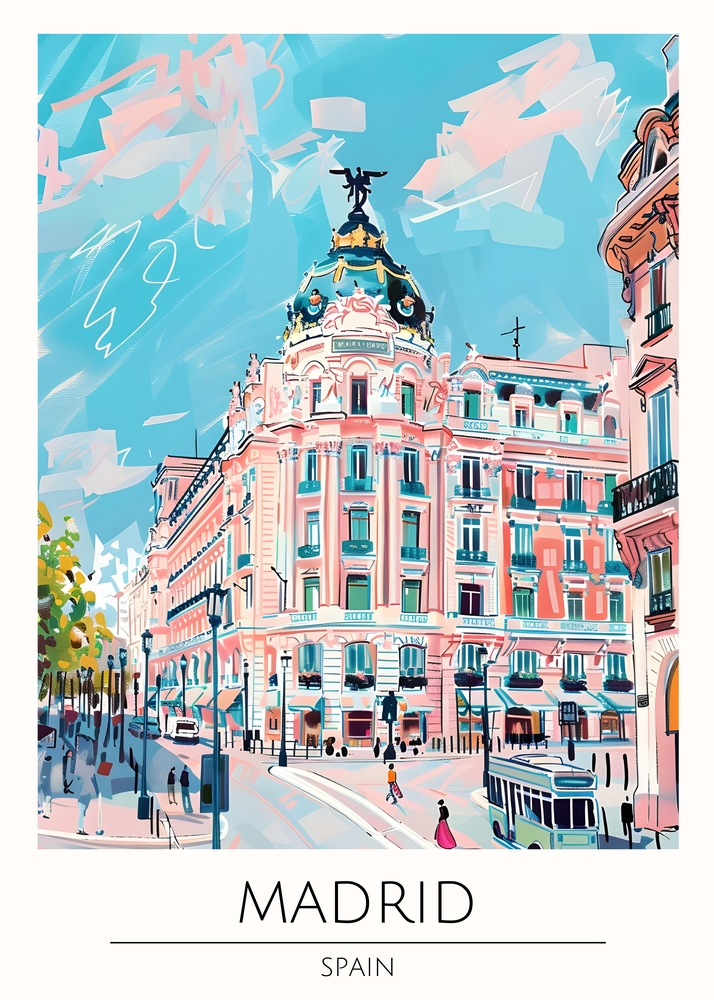 Vibrant Metropolis: A Colorful Tribute to Madrid premium reproduction