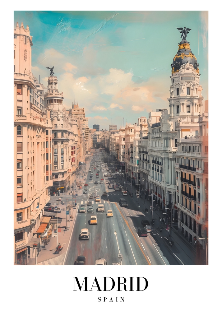 Gran Vía: The Heart of Madrid's Architecture premium reproduction