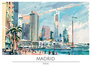 Abstract Urban Landscape of Madrid wall art