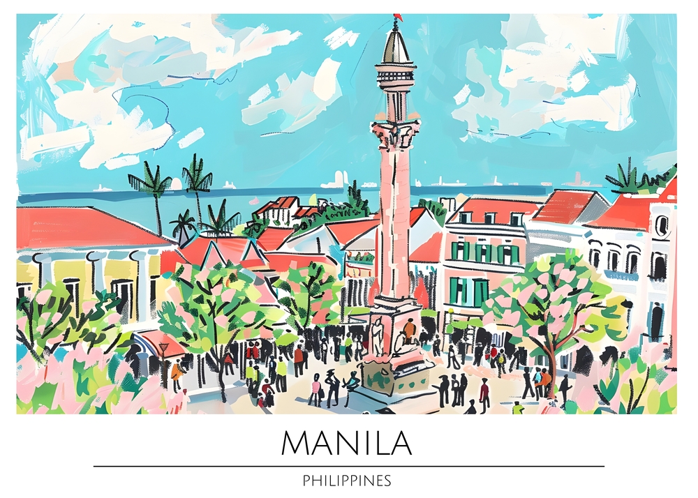 Vibrant Urban Landscape of Manila premium reproduction