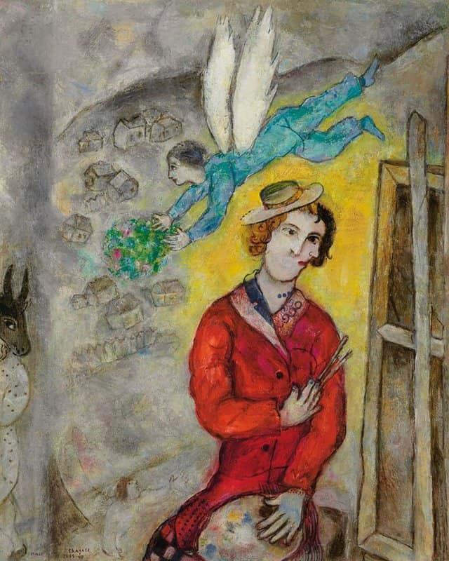Marc Chagall - Self-Portrait with Muse (1939-40) premium reproduction