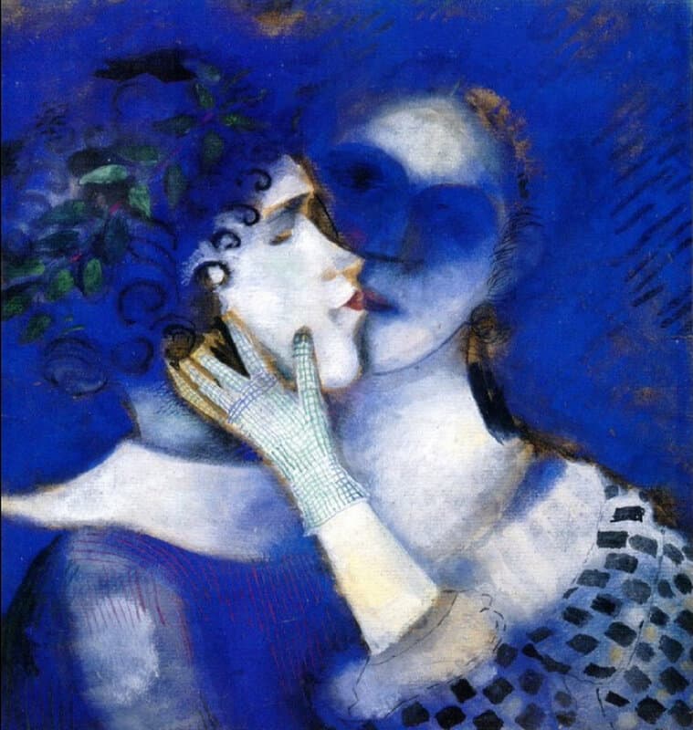 Marc Chagall: The Blue Lovers premium reproduction printed or painted