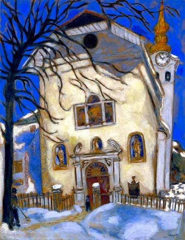Marc Chagall - Snow-Covered Church, 1927 premium reproduction