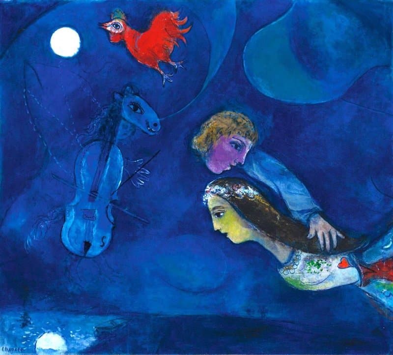 Marc Chagall: Coq Rouge Dans La Nuit (1944) premium reproduction