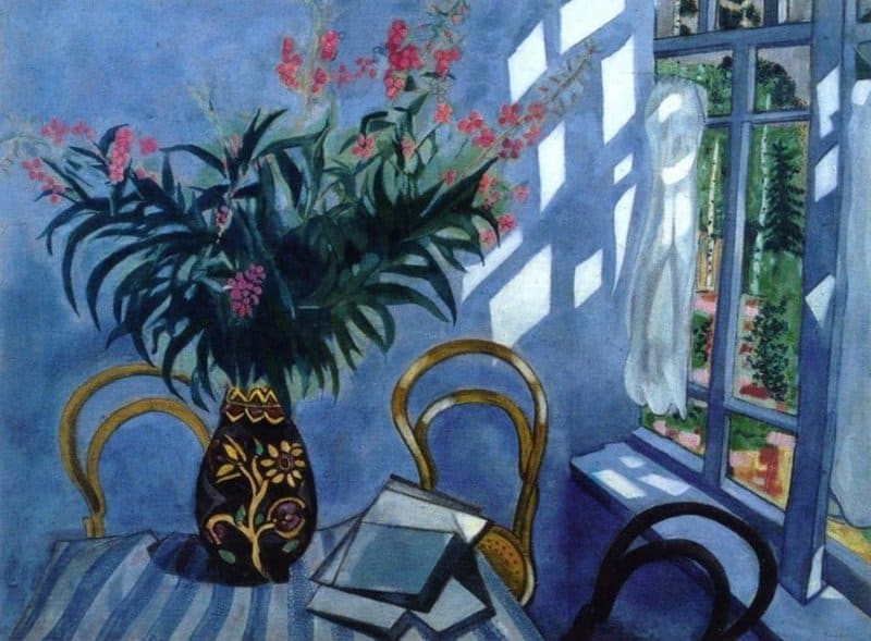 Marc Chagall: Interior With Flowers, 1918 premium reproduction