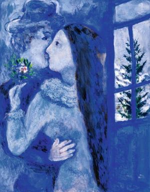 Marc Chagall: Le Baiser or The Lovers in Blue (1930) wall art