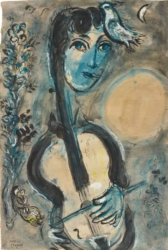 Marc Chagall: The Cellist premium reproduction