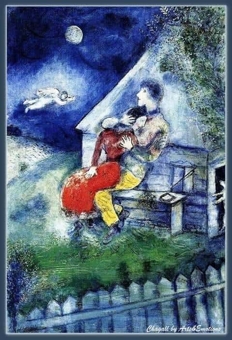 Marc Chagall: Los Amantes (1929) premium reproduction