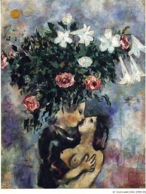 Marc Chagall: Lovers Under Lilies (1925) wall art