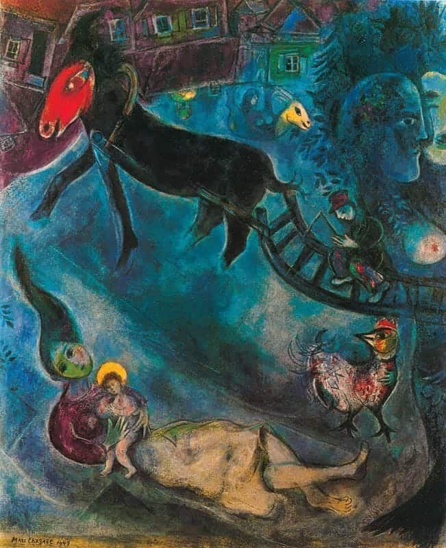 Marc Chagall: Madonna With Sleigh, 1947 premium reproduction