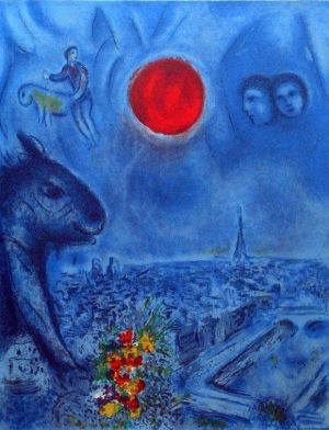 Marc Chagall: Red Sun Over Paris (c. 1977) wall art