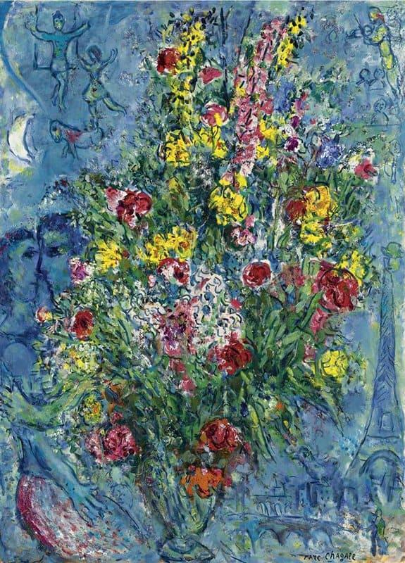 Marc Chagall: Spring Bouquet (1966-67) premium reproduction printed or painted