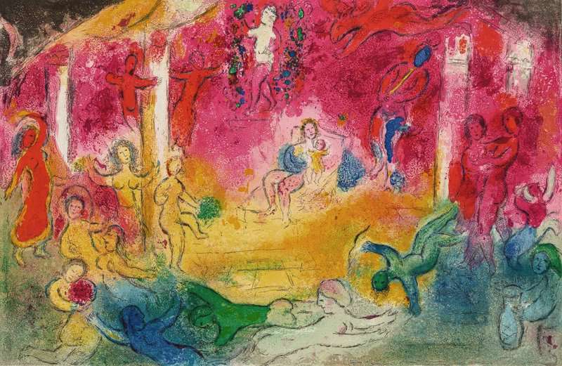 Marc Chagall: Temple and Story of Bacchus - 1962 premium reproduction printed or painted