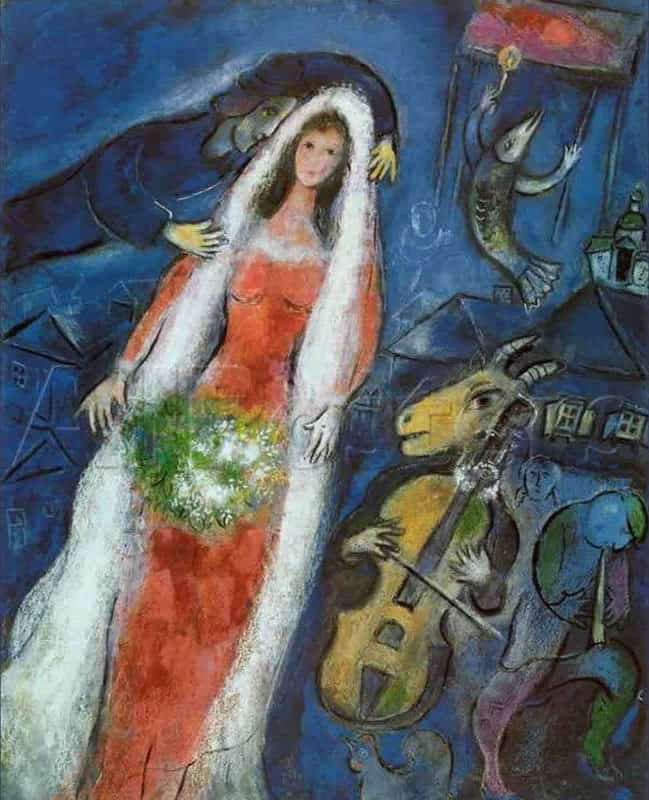 Marc Chagall: The Bride premium reproduction printed or painted