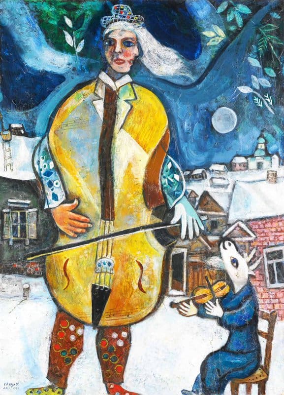 Marc Chagall: The Cellist premium reproduction printed or painted