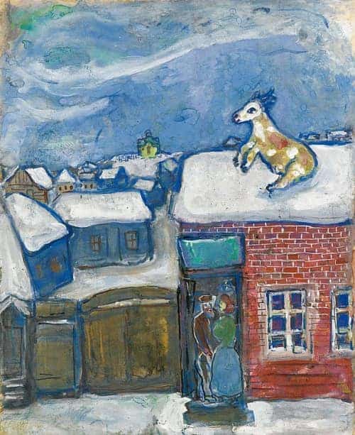 Marc Chagall: Village in Winter (1930) premium reproduction