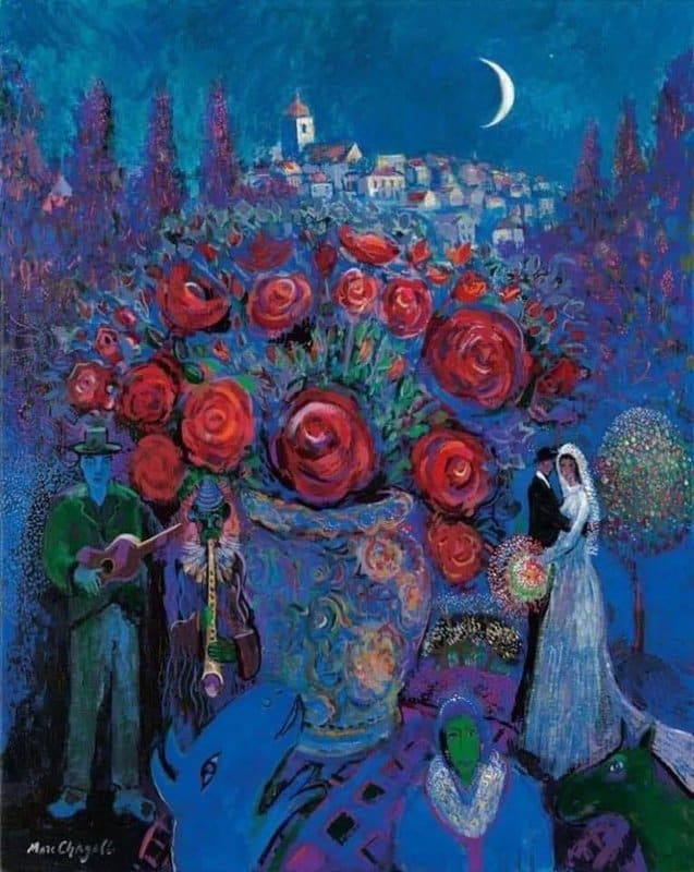 Marc Chagall's Wedding Flowers, 1944 Style premium reproduction