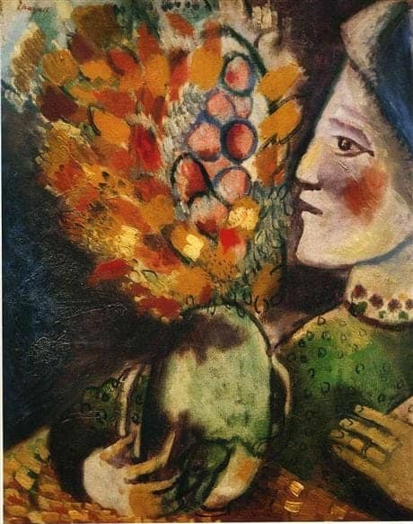Marc Chagall: Woman With A Bouquet, 1910 premium reproduction