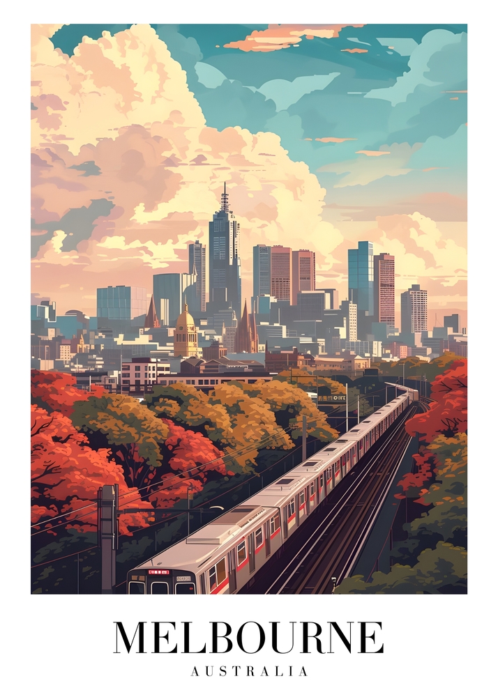 Melbourne Cityscape: Urban Tranquility premium reproduction