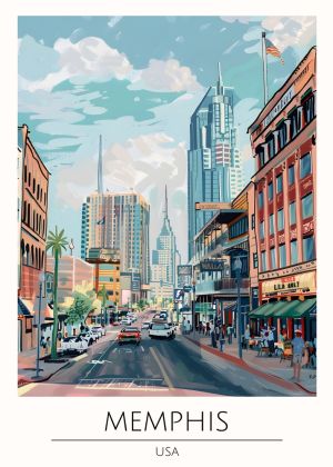 Vibrant Urban Life in Memphis, USA wall art