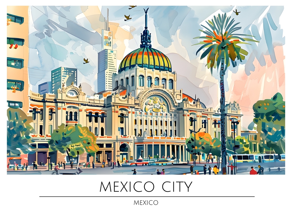 Architectural Splendor: Mexico City's Iconic Landscape premium reproduction