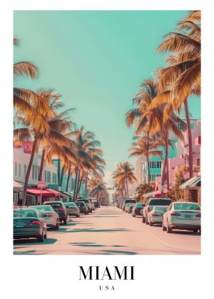 Vibrant Miami Street Scene wall art