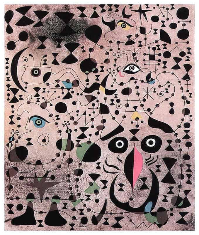 Joan Miró: The Beautiful Bird Revealing the Unknown to a Pair of Lovers premium reproduction printed or painted