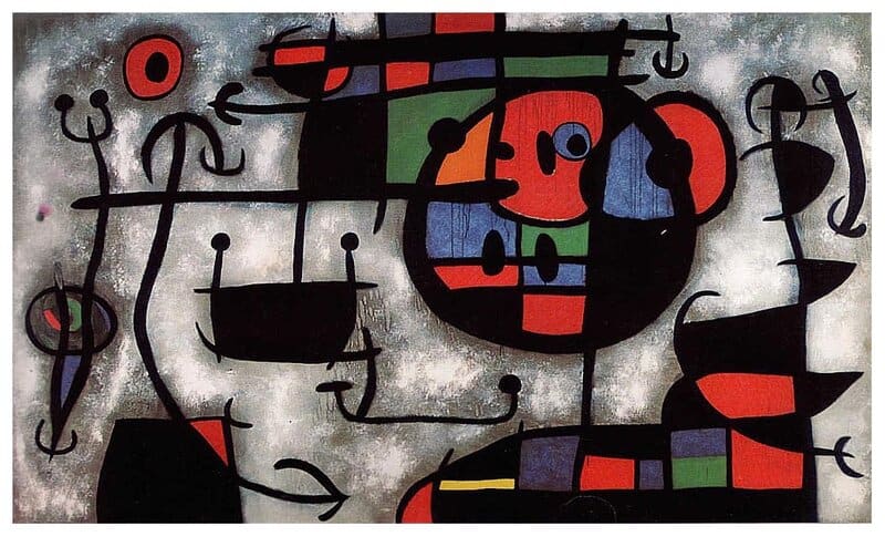 Joan Miró: The Skiing Lesson premium reproduction printed or painted