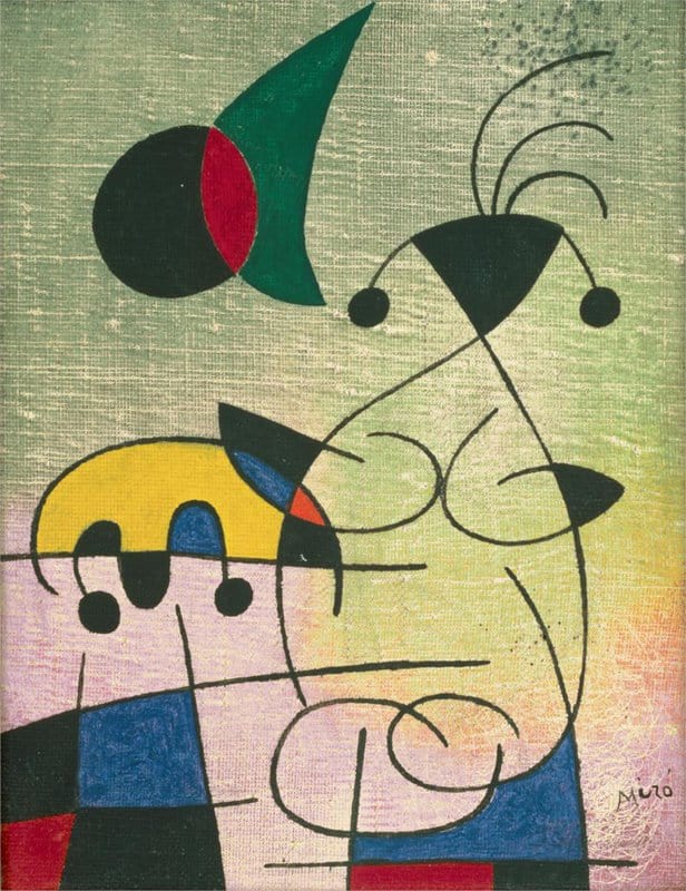 Miro: The Sun Embracing The Lover premium reproduction printed or painted