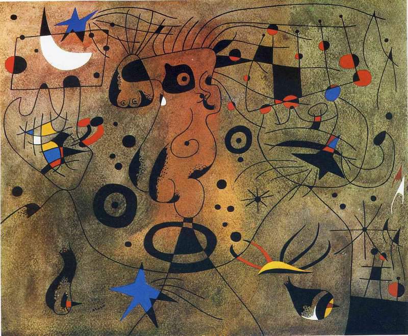 Miro: Woman With Blond Armpit Combing Her Hair premium reproduction printed or painted