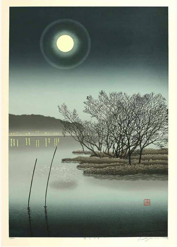 Miyamoto Shufu - Moonlight on the Lake premium reproduction