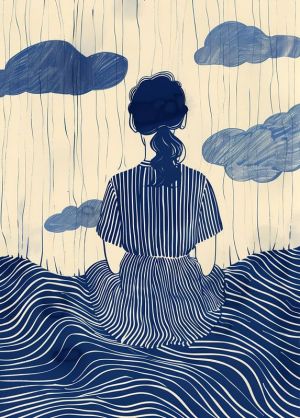 Contemplation in Blue: A Modern Reflection wall art