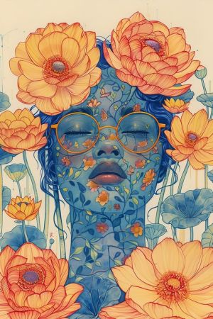 Botanical Reverie: Portrait in Bloom wall art