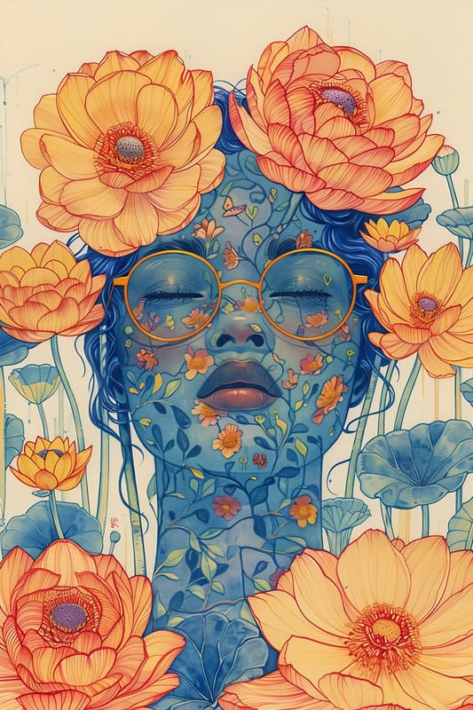 Botanical Reverie: Portrait in Bloom premium reproduction