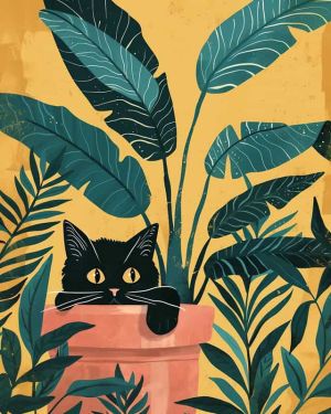 Curious Cat in Tropical Paradise wall art