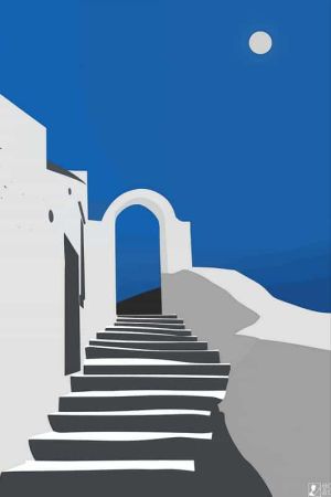Moonlit Stairs: A Modern Abstract Landscape wall art