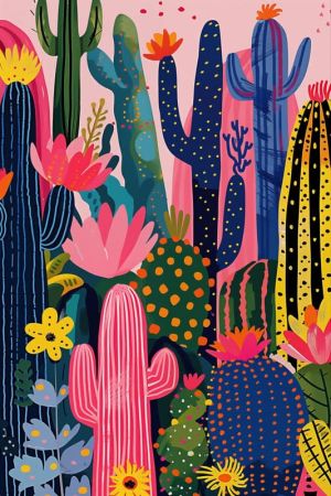 Cactus Paradise: Vibrant Desert Blooms wall art
