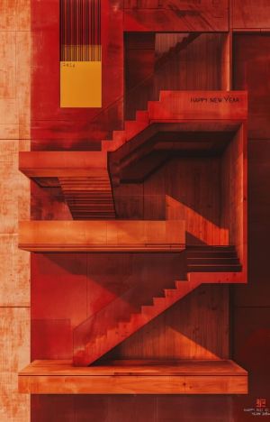 Abstract Architecture in Red wall art