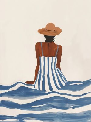 Serene Reflection: Woman by the Sea wall art
