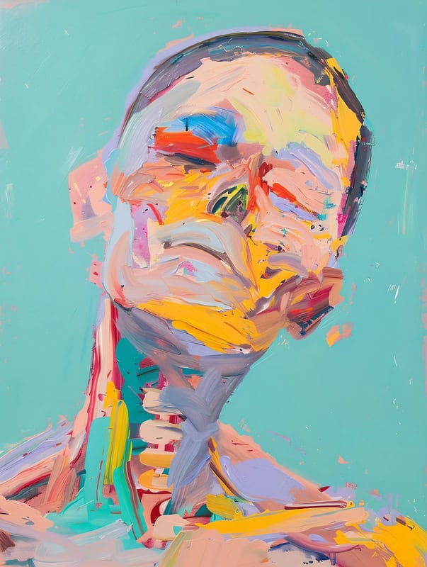Expressionist Portrait in Bold Colors premium reproduction