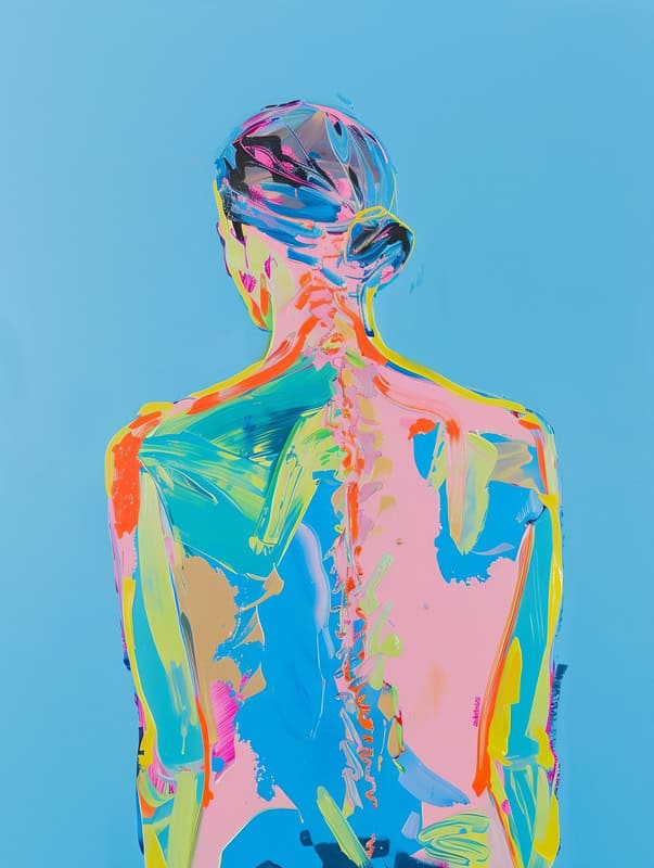 Vibrant Back View in Abstract Colors premium reproduction