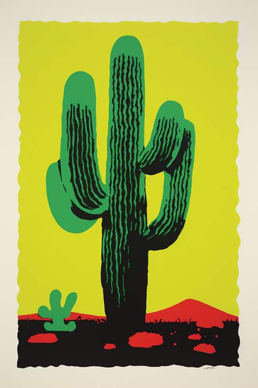 Vibrant Desert Cactus: A Pop Art Exploration premium reproduction
