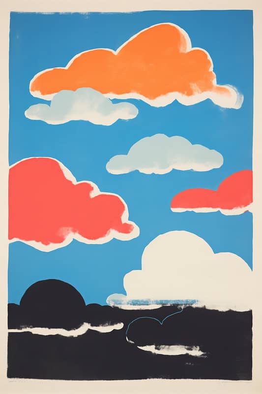 Vibrant Clouds Against a Blue Sky premium reproduction